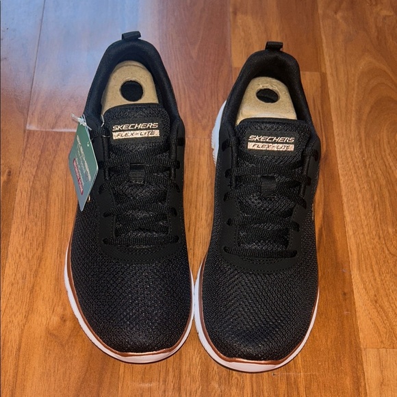 Skechers Women's Black Sneakers with White Soles - Picture 2 of 9